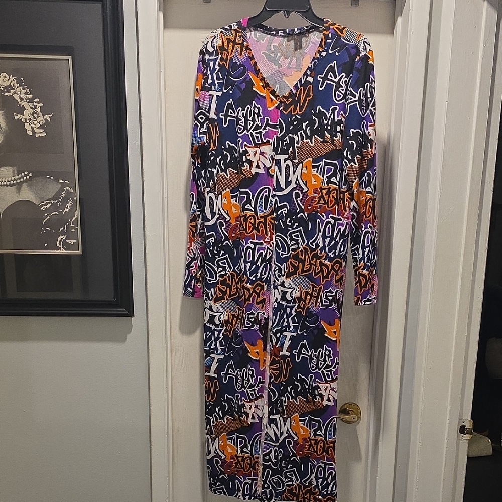 Vibrant Multicolor Graffiti Print Dress